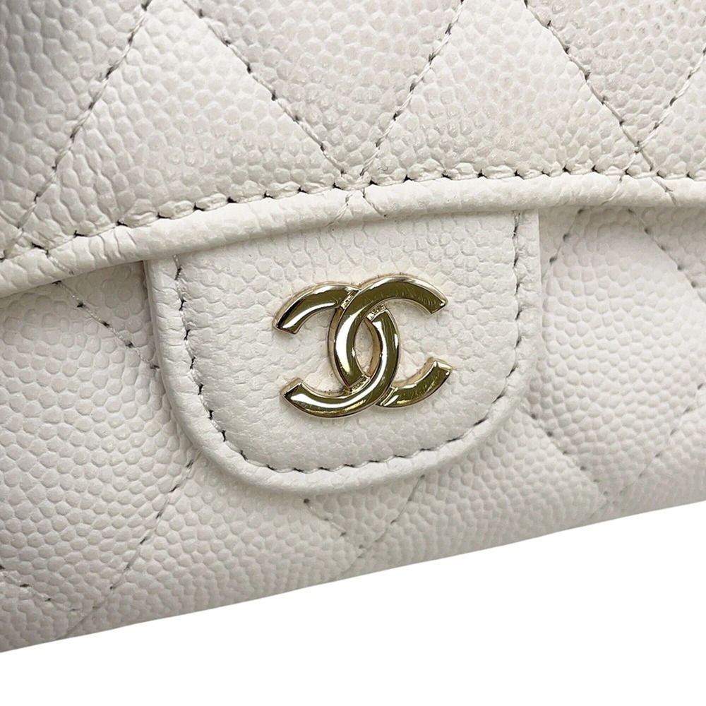 CHANEL White Caviar Leather Logo Wallet - Picture 11 of 14